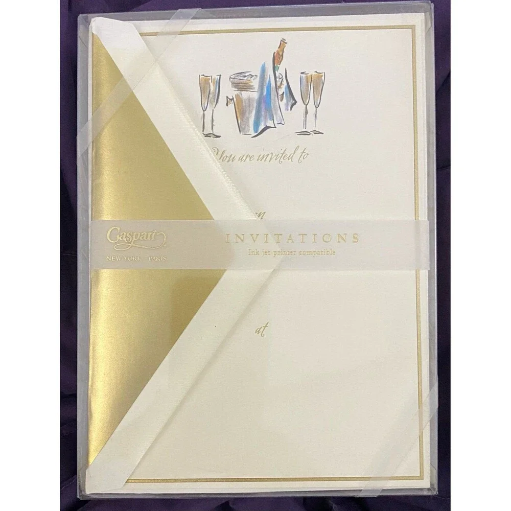 Invitations & Envelopes 2) boxes of 8 Champagne Design Party Invites